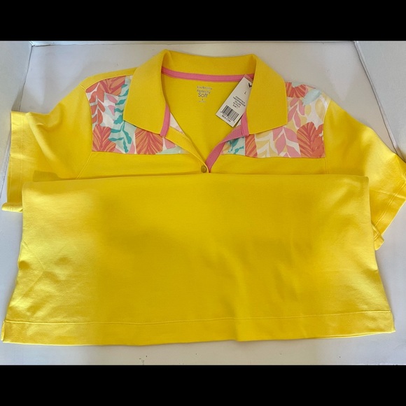 Ladies Pull Over Polo Top Kim Rogers Perfectly Soft Yellow Cotton Size XL - Picture 12 of 13